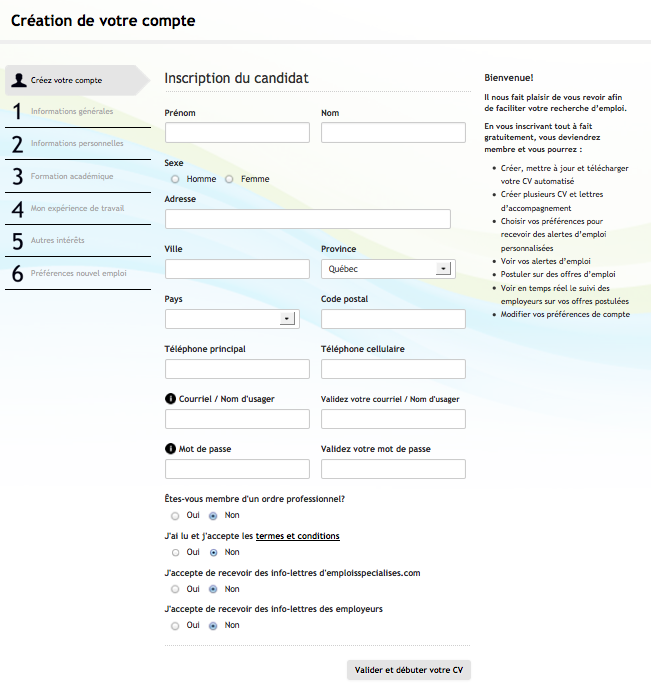 Remplissez votre CV automatisé sur emploisenadministration.com! Remplissez votre CV automatisé sur emploisenadministration.com!