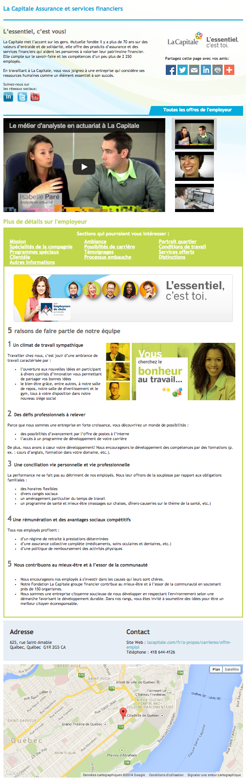 Portail employeur La Capitale Assurance et services financiers - emploisenadministration.com